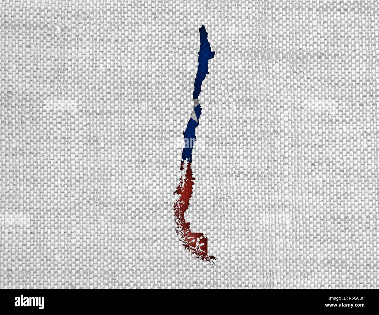 Mappa e i banner del Cile sulle vecchie lenzuola Foto Stock