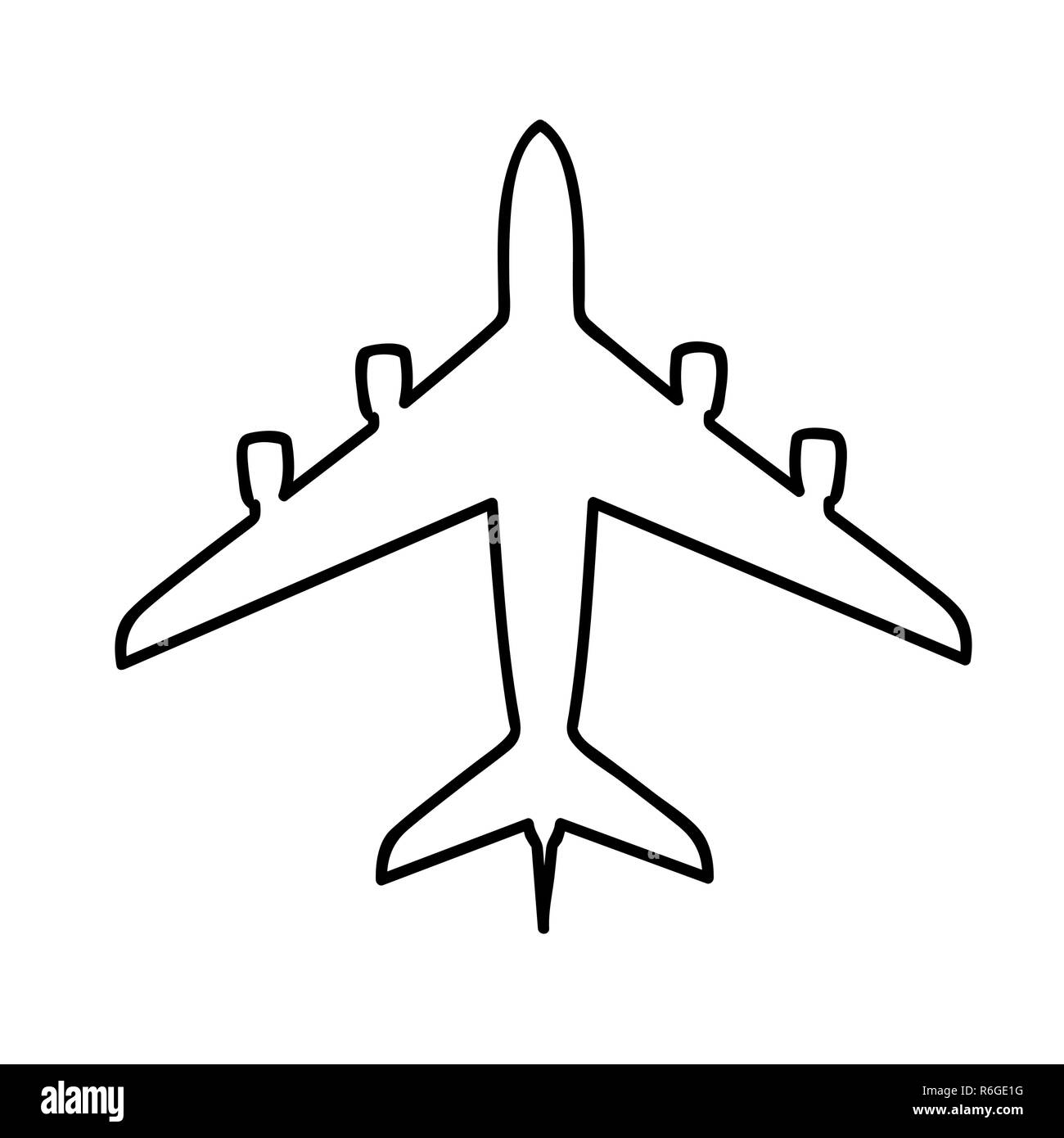 L' aereo icona semplice contorno pittogramma illustrazione vettoriale Illustrazione Vettoriale