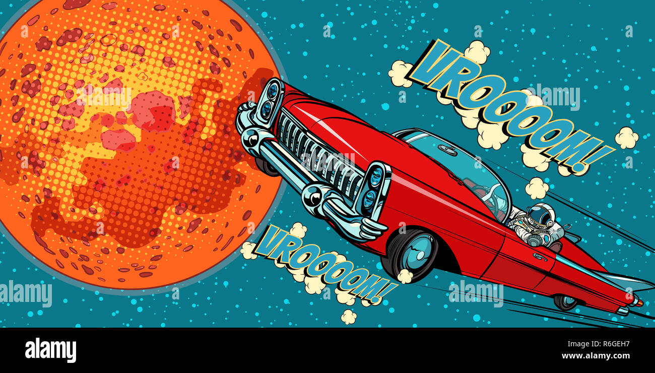 L'astronauta driver in auto su Marte Foto Stock