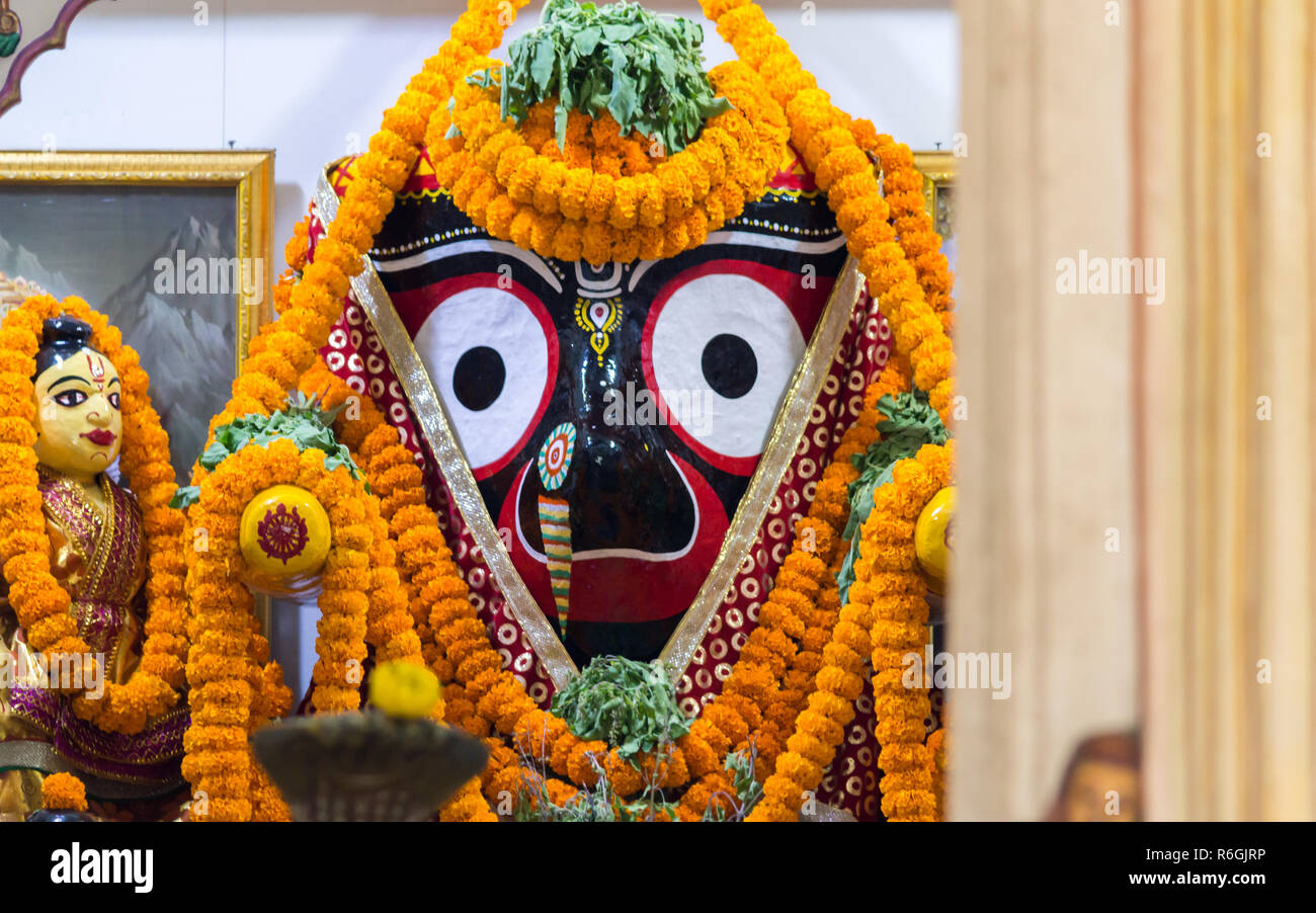 Signore Jagannath a un tempio a Puri Foto Stock