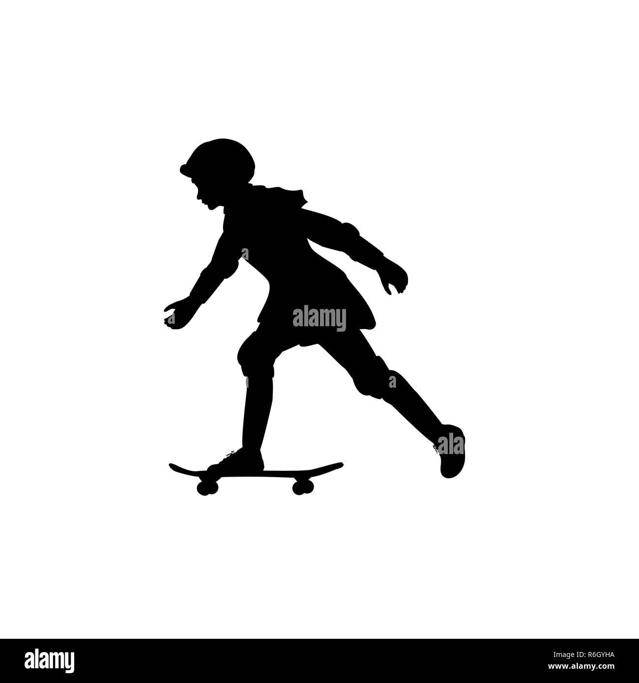 Silhouette ragazza estate sport skateboard Foto Stock