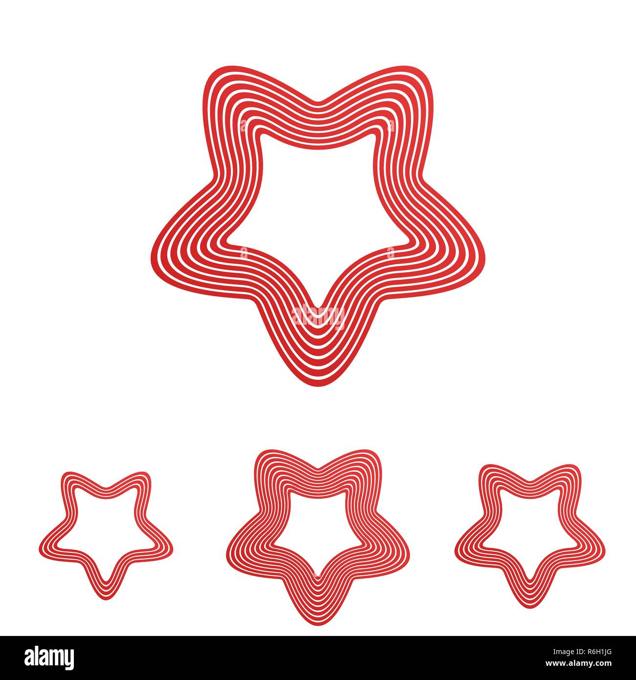 Linea rossa Satana star logo design set Illustrazione Vettoriale