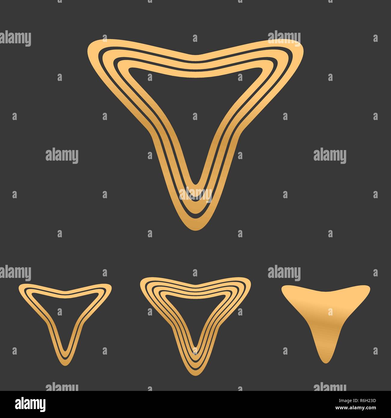 Linea di bronzo triangolo logo design set Illustrazione Vettoriale
