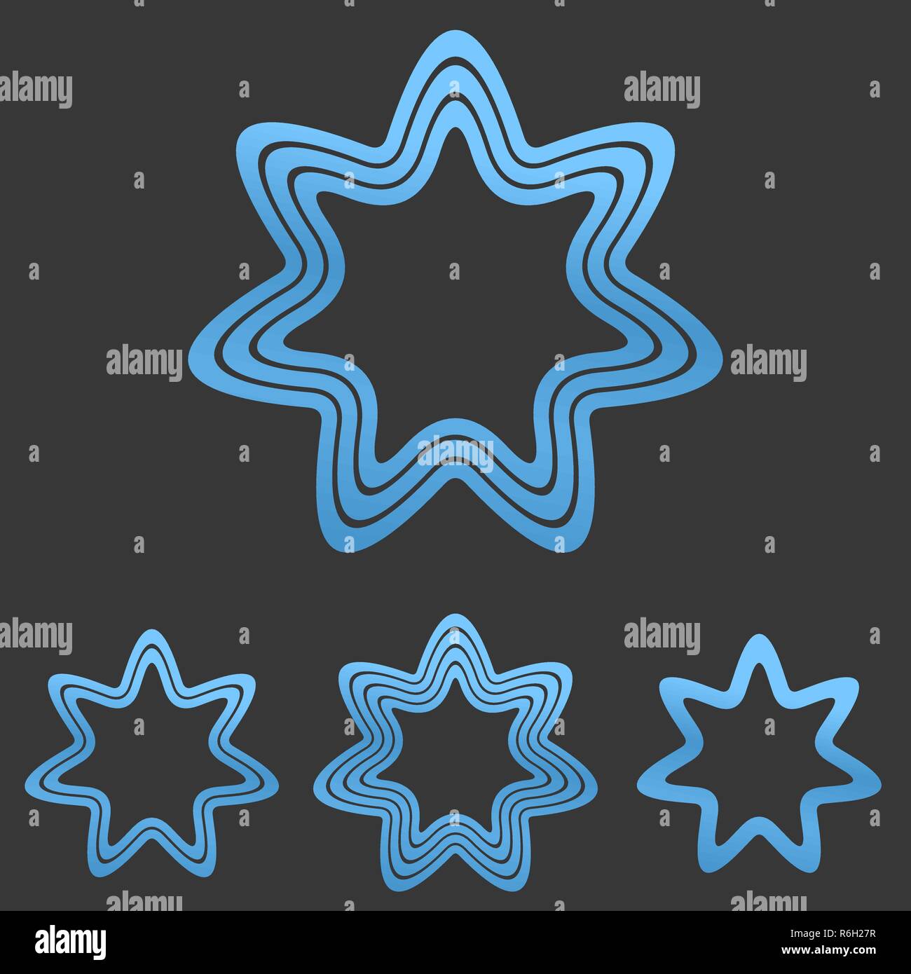 Linea blu star logo design set Illustrazione Vettoriale