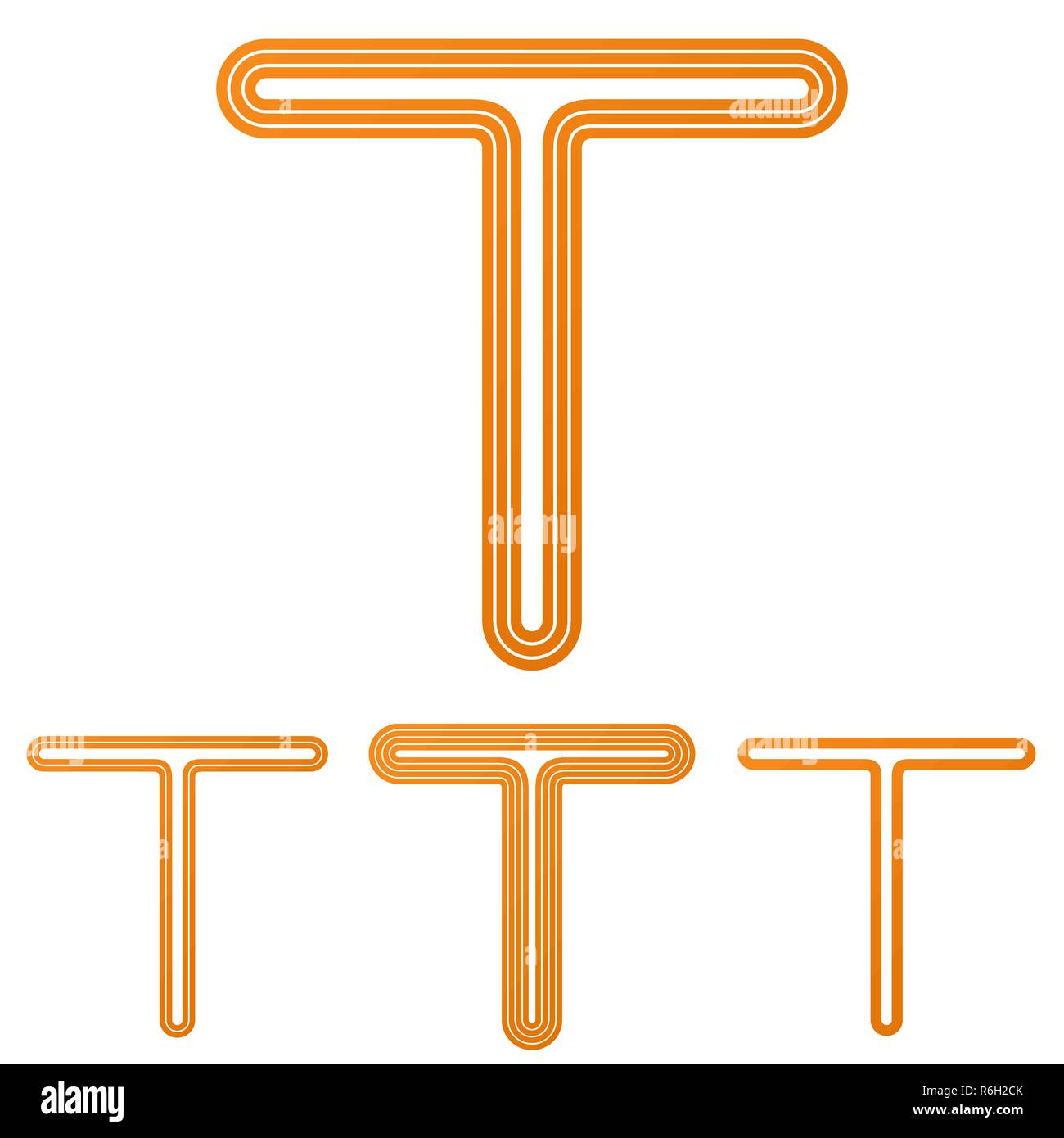 La linea arancione t logo design set Illustrazione Vettoriale