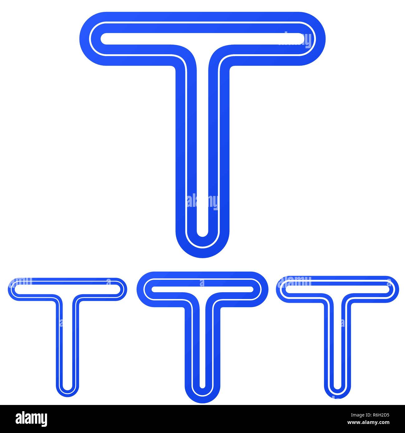 Linea blu t logo design set Illustrazione Vettoriale