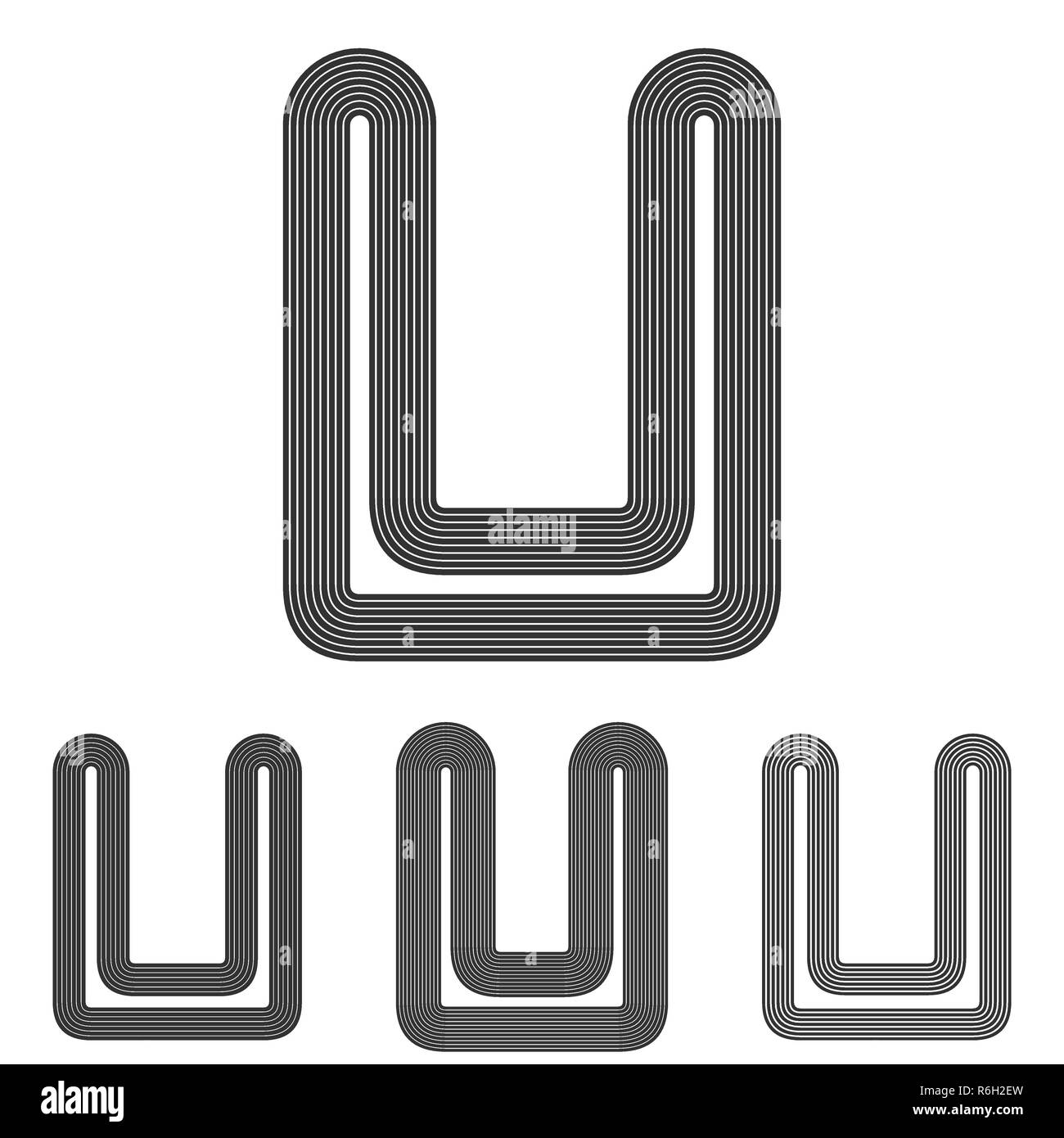 Linea u logo design set Illustrazione Vettoriale