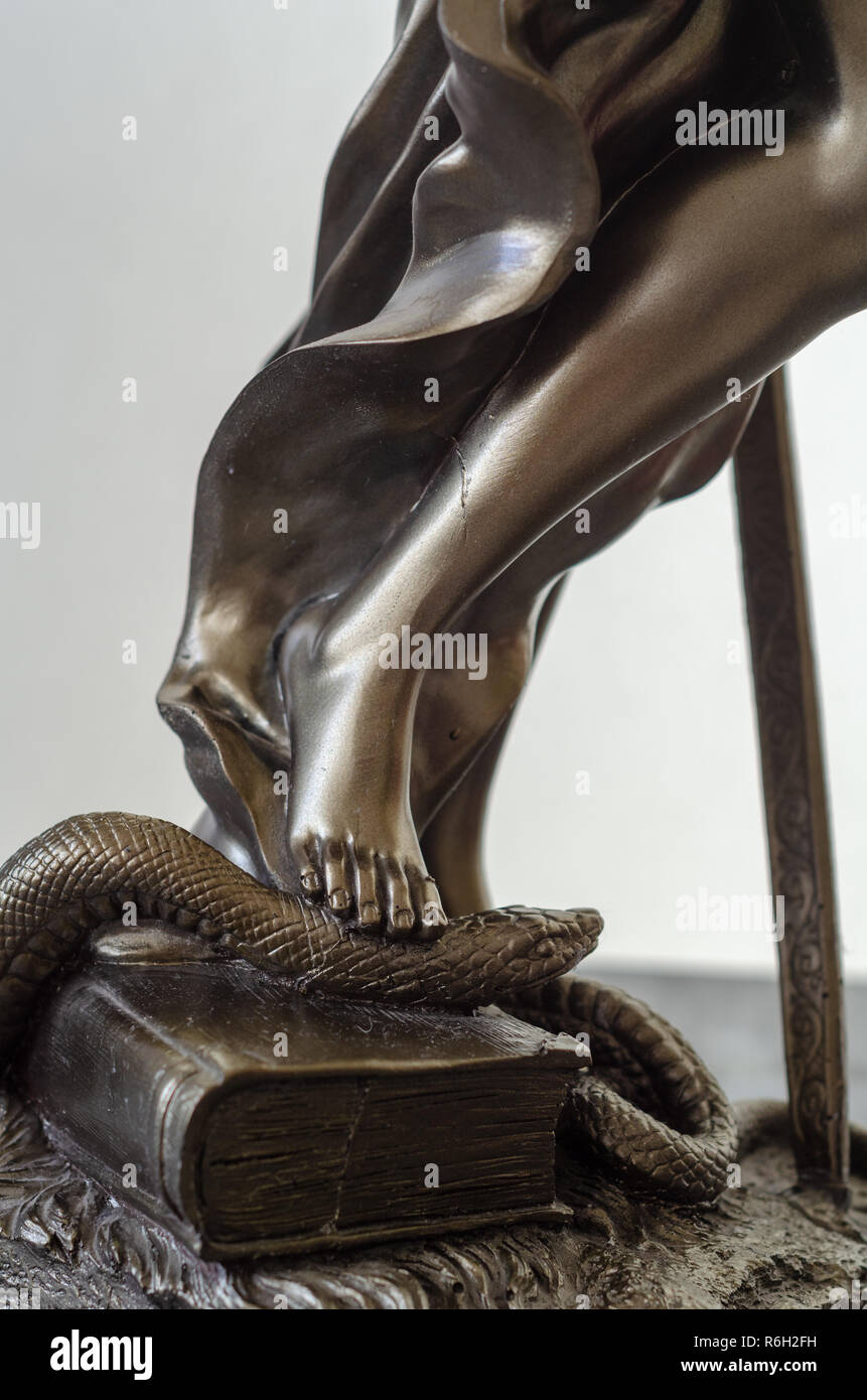 Statua di Themis - dea della giustizia.dettagli. Foto Stock