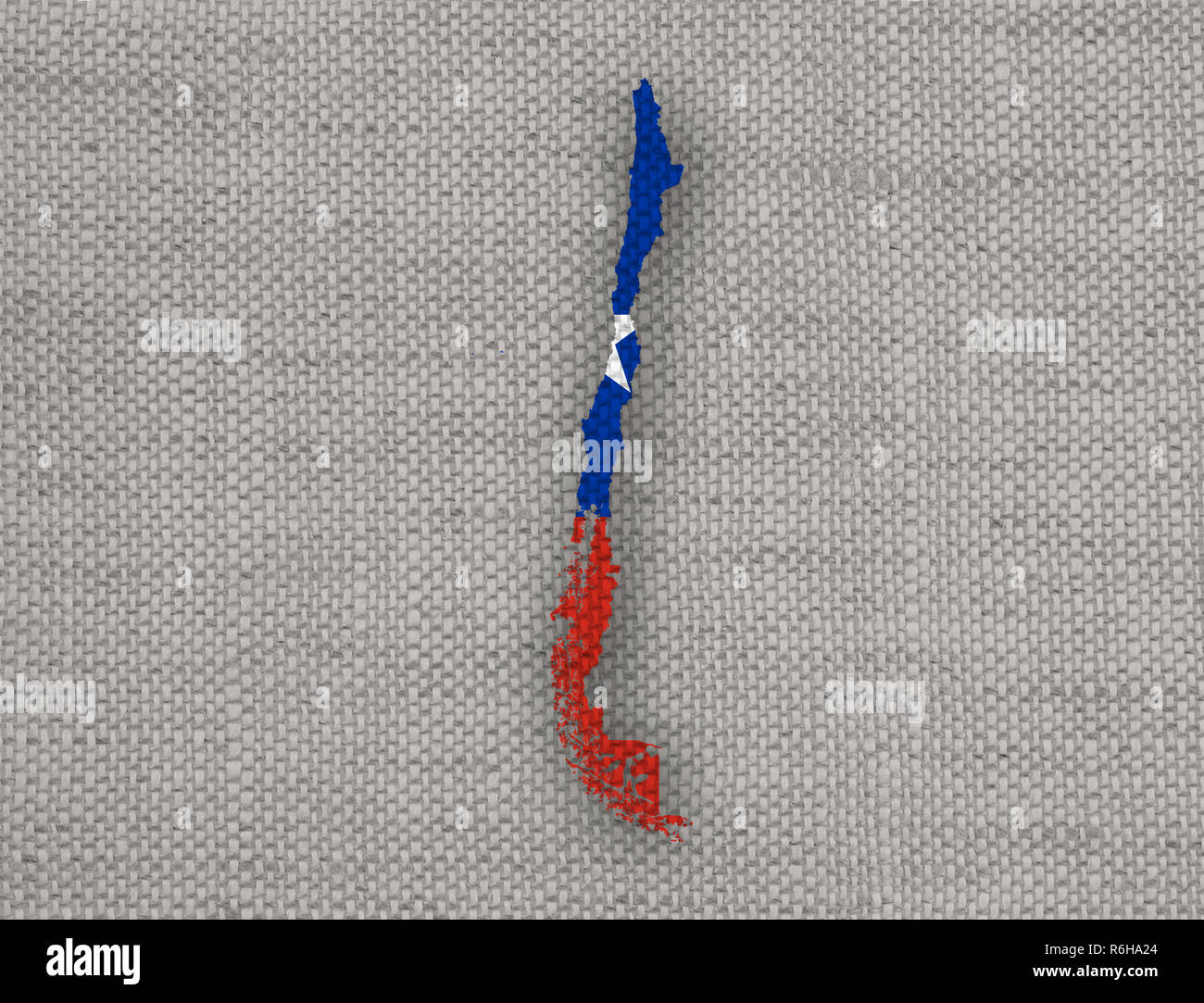 Mappa e i banner del Cile sulle vecchie lenzuola Foto Stock