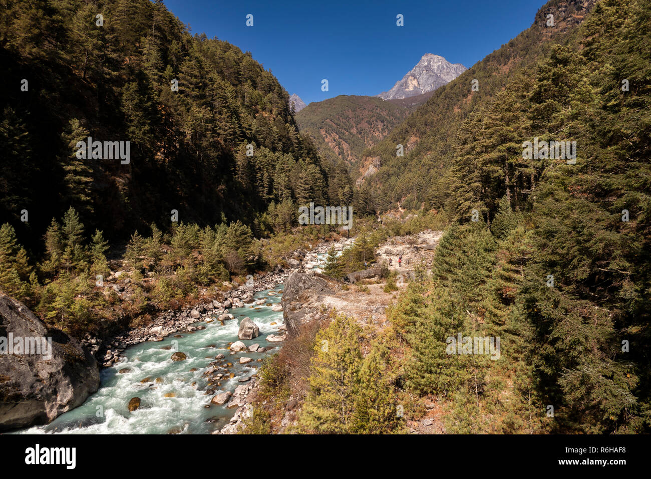 Il Nepal, Jorsale (Thumbug), Dudh Khosi river Foto Stock