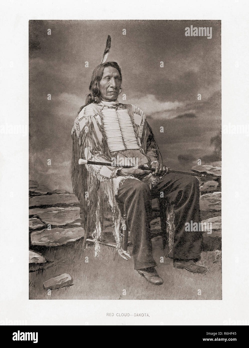 Red Cloud, 1822-1909. Il nome di nascita, Maȟpíya Lúta. Leader della Oglala Lakota, una tribù della grande nazione Souix. Foto Stock