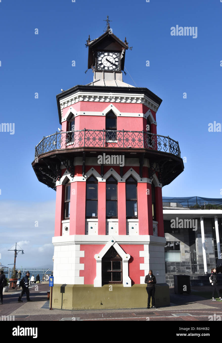 2018-09-13 Cape Town, Sud Africa: la storica torre dell'orologio Waterfront di Cape Town Foto Stock