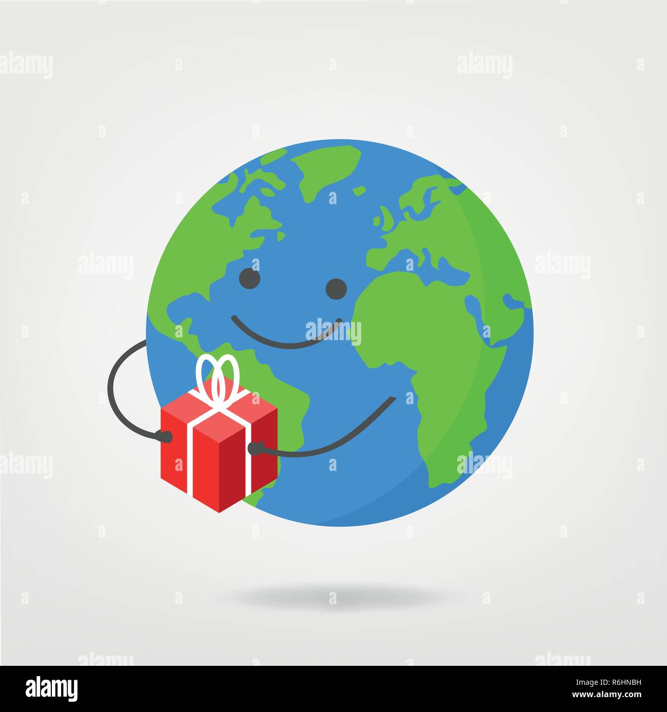 Spedizione in tutto il mondo - mondo illustrazione azienda package / dono , free vector graphic Foto Stock