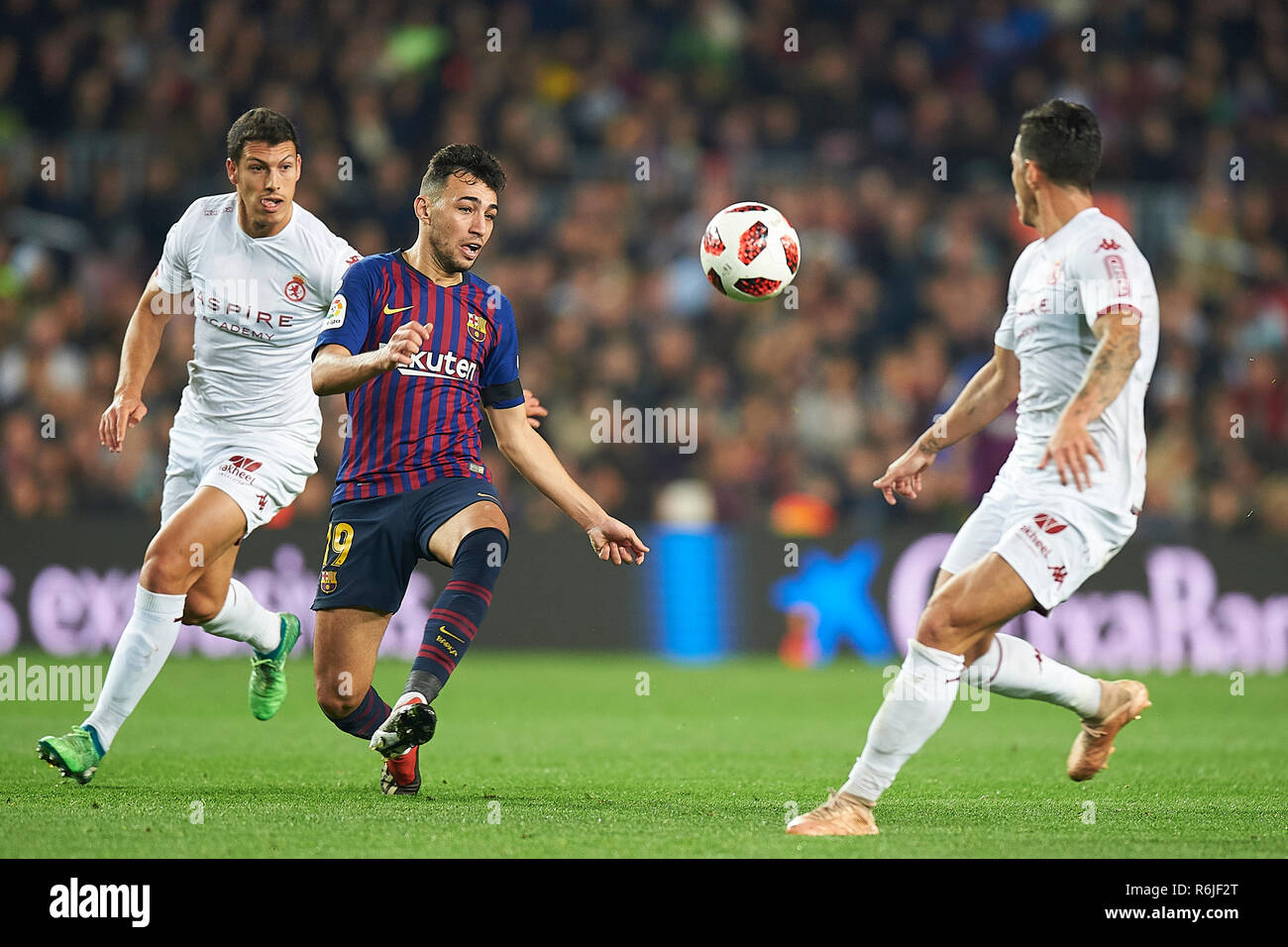 Barcellona, 5-12-2018. Il Copa el Rey 2018/ 2019, round di 32 seconda gamba. Barcelona-Cultural Leonesa. Munir el Haddadi di Barcellona durante il gioco Barcellona - Leonesa culturale Foto Stock