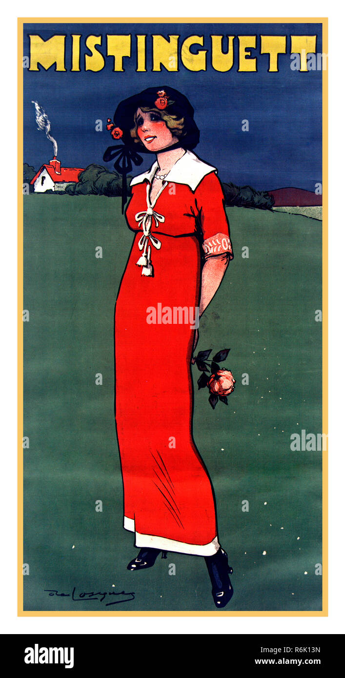 Vintage poster di intrattenimento Mistinguette francese poster di intrattenimento Mistinguette francese 1875-1956, femmina varietà film attrice e cantante Francia Foto Stock