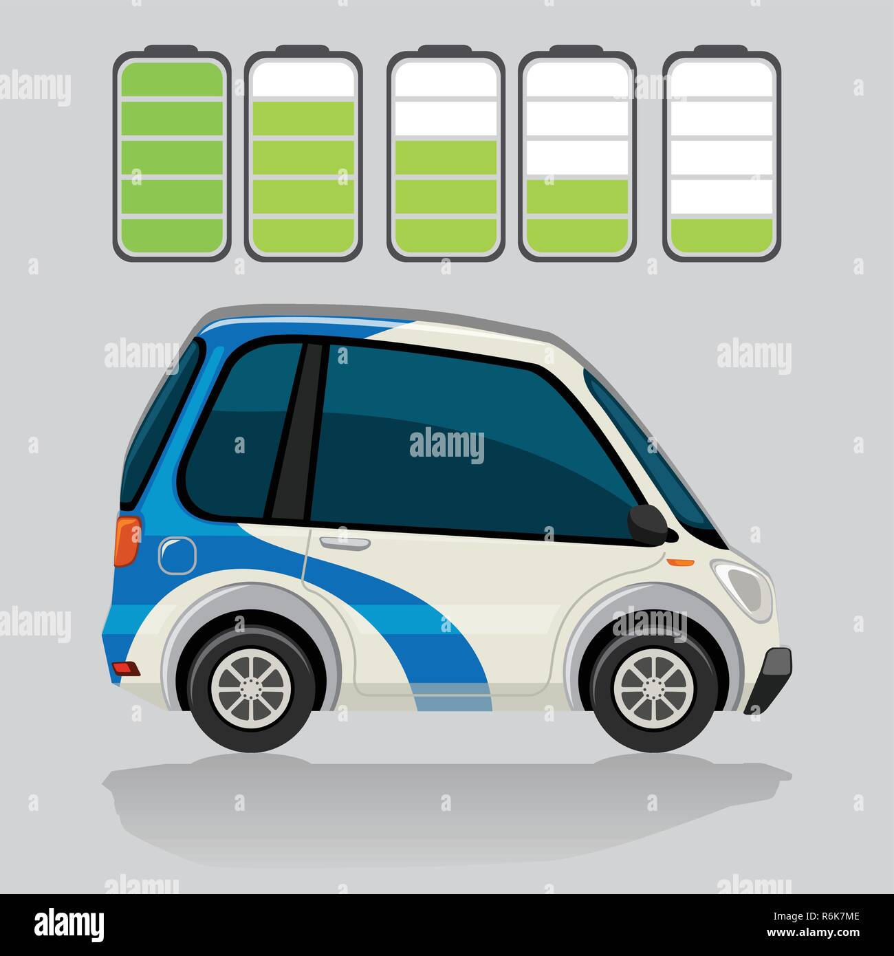 Auto elettriche e i livelli di batteria illustrazione Illustrazione Vettoriale