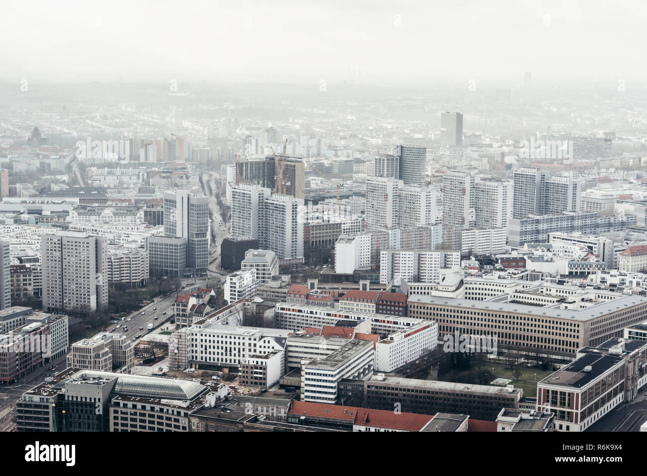 Antenna vista panoramica della città di Berlino, Germania Foto Stock