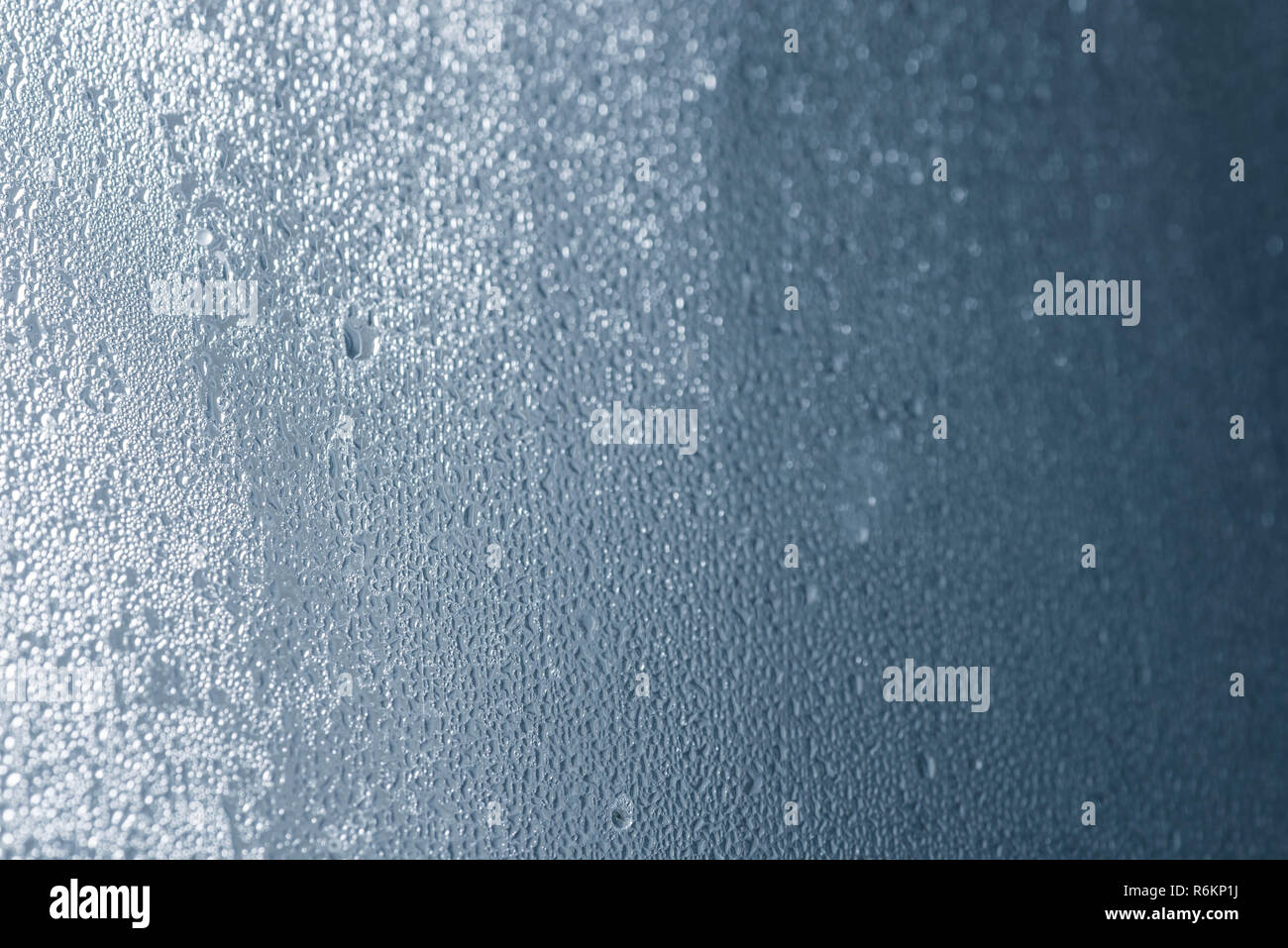 Steamy vetro texture di sfondo macro messa a fuoco selettiva Foto Stock