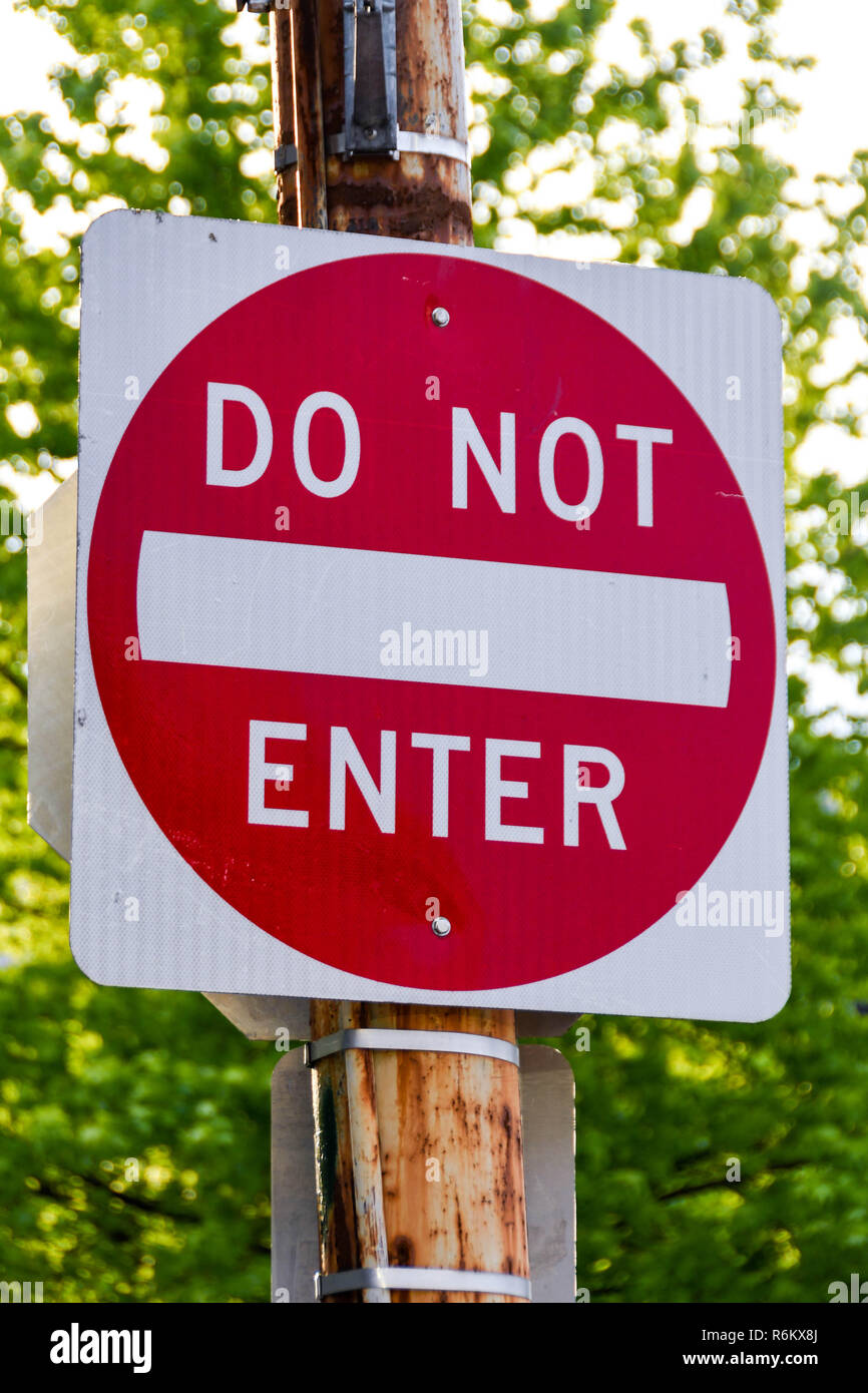 SEATTLE, WA, Stati Uniti d'America - Giugno 2018: Close up di un 'Non immettere " segno su un city centre street a Seattle. Foto Stock