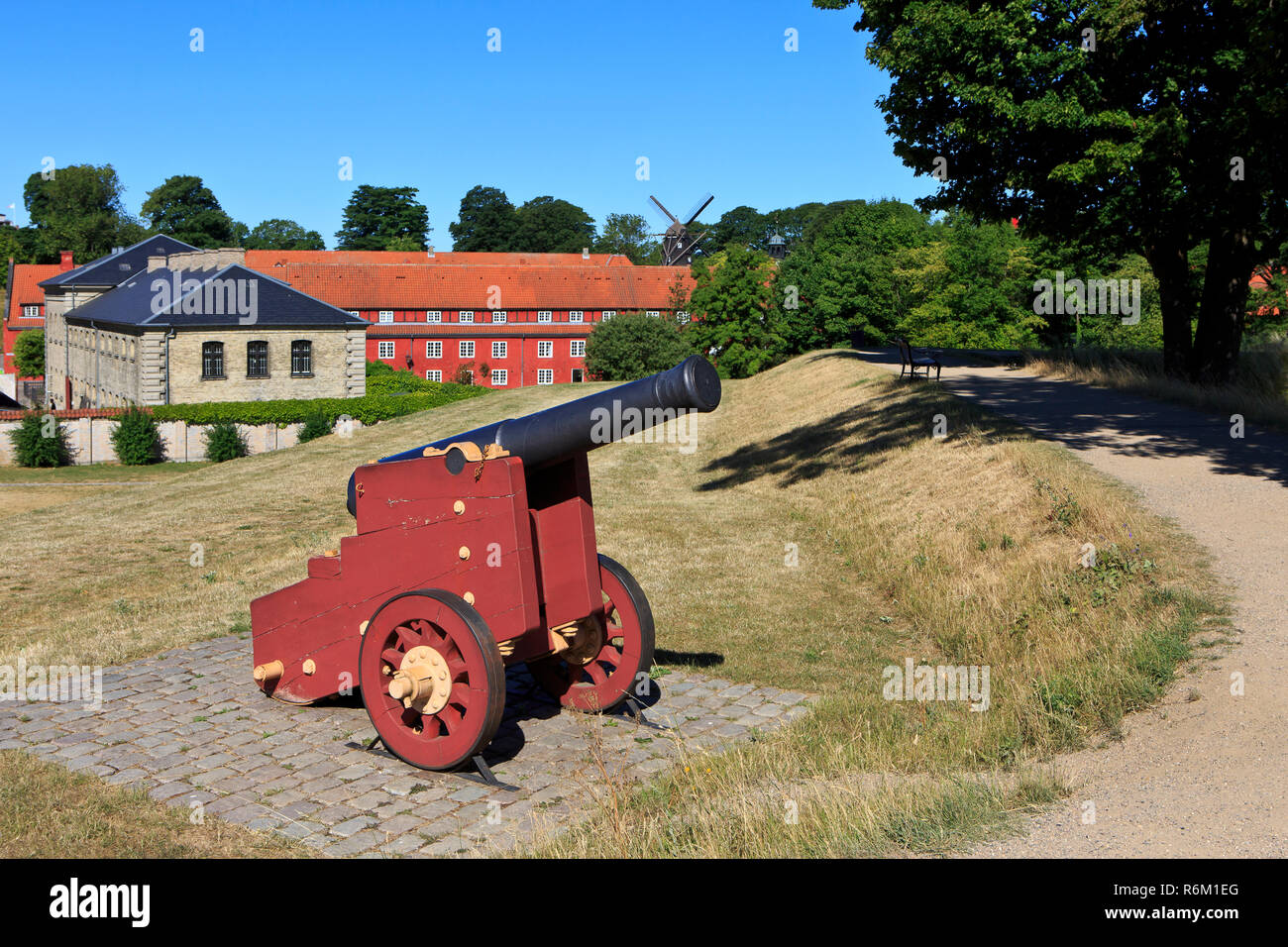 Un cannone al XVII secolo Kastellet (Cittadella) di Copenhagen, Danimarca Foto Stock