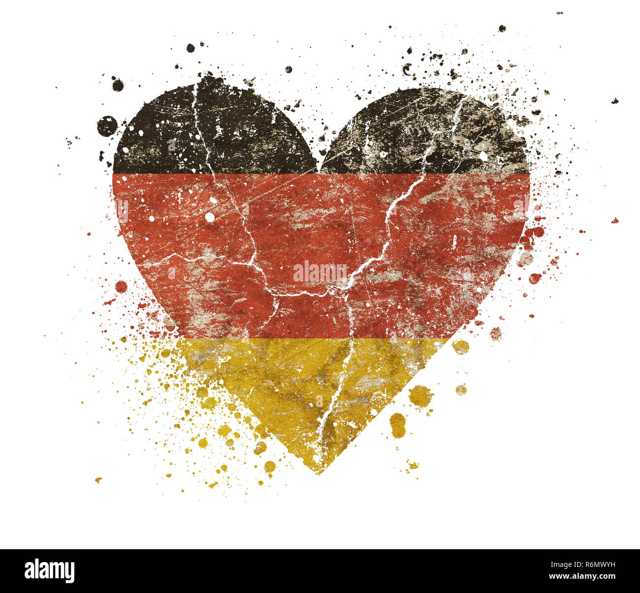 A forma di cuore vintage grunge sbiadita bandiera tedesca Foto Stock