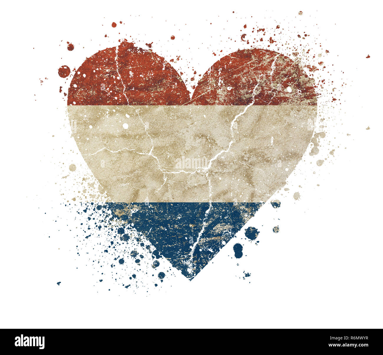 A forma di cuore vintage grunge bandiera dei Paesi Bassi Foto Stock