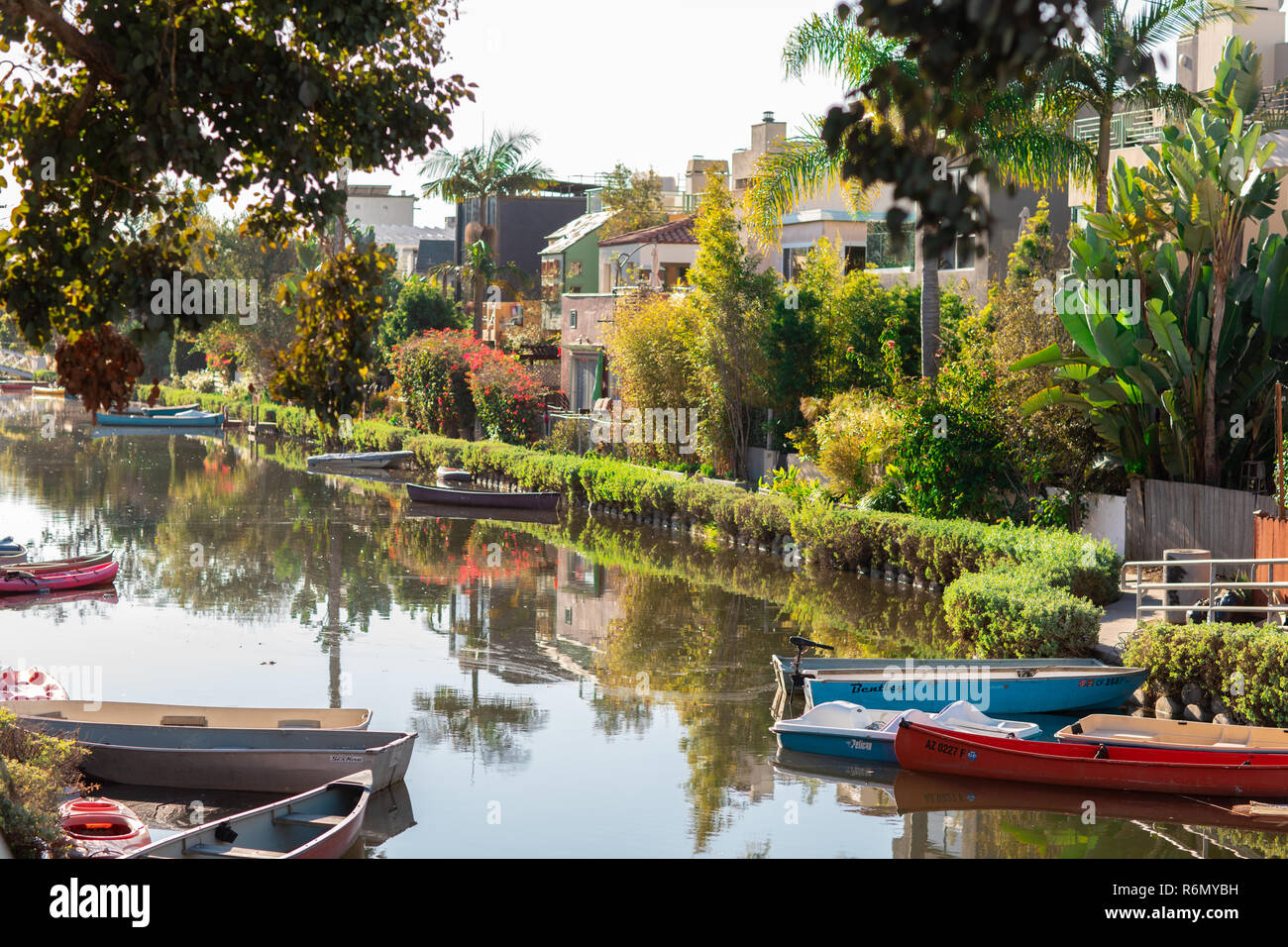 Sereno e tranquillo panorama di Venezia Canal storico distretto di Los Angeles, California, Stati Uniti d'America Foto Stock