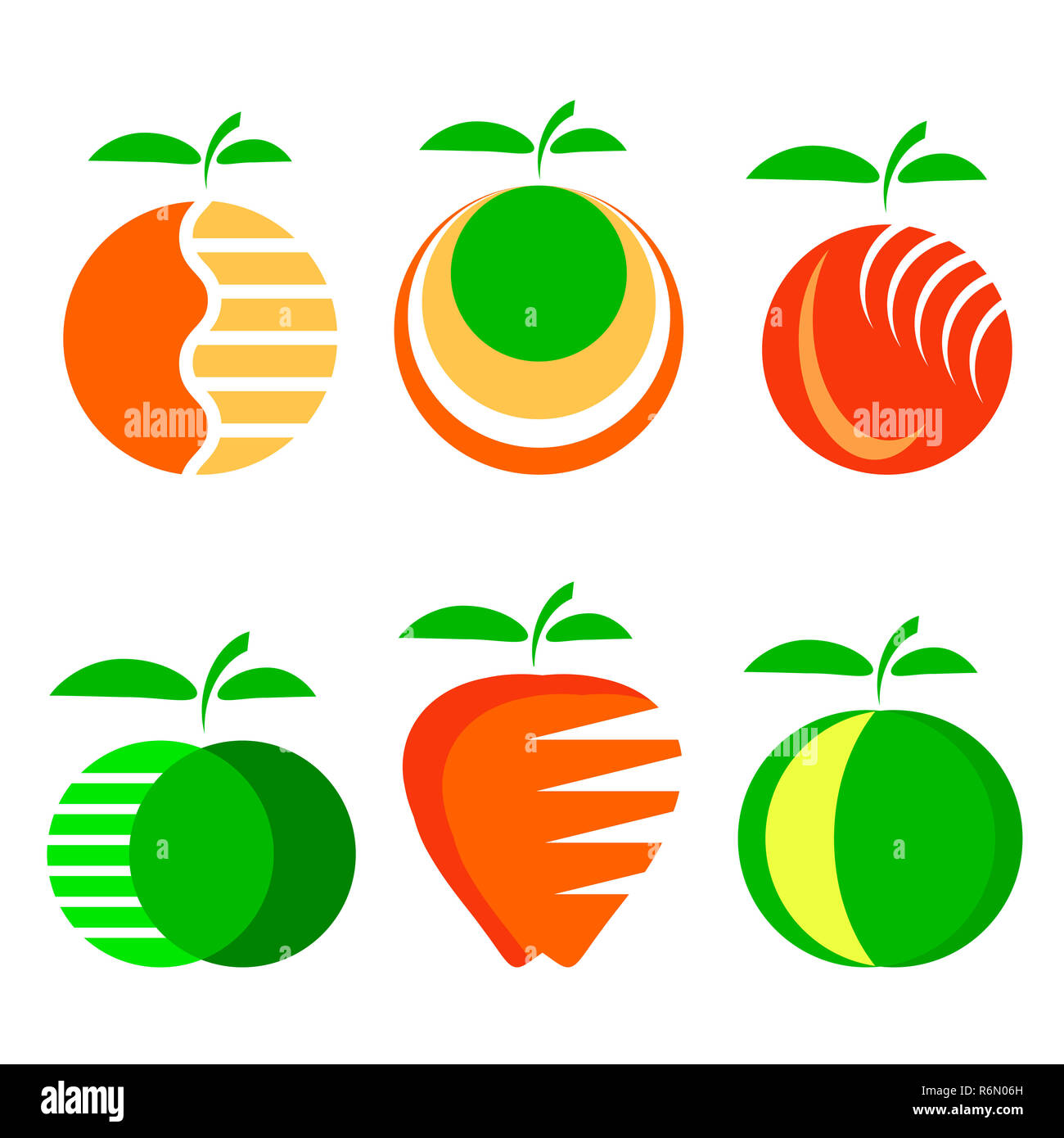 Set di Apple differenti icone di frutta isolato Foto Stock