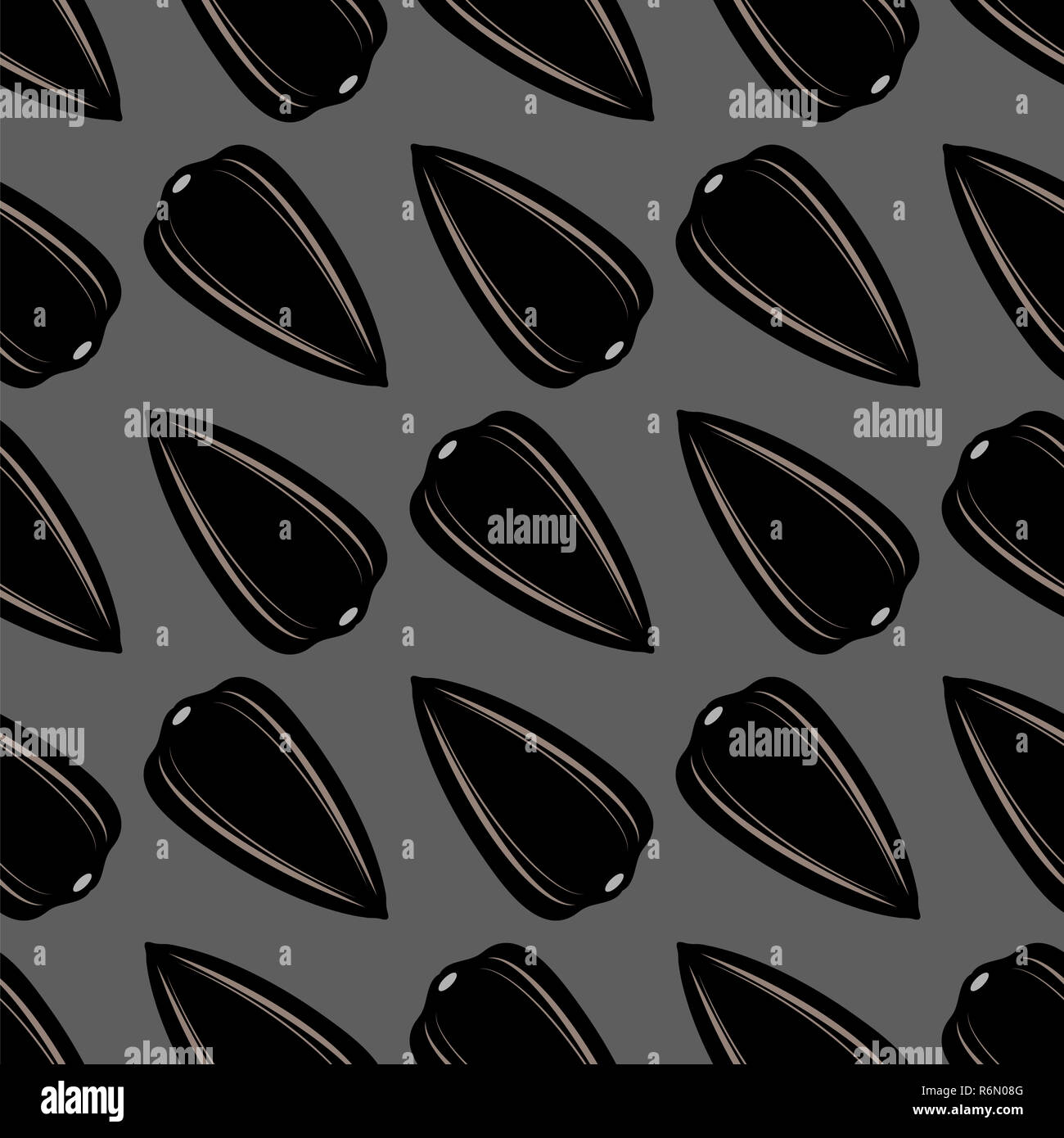 Girasole mature seme nero Seamless Pattern su sfondo grigio Foto Stock