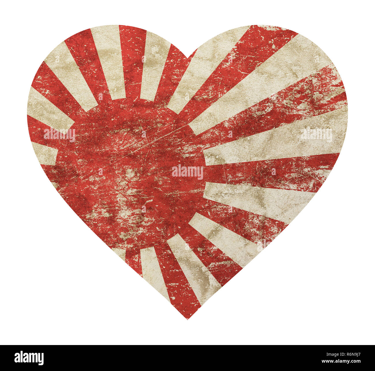 A forma di cuore vintage grunge Giappone Nippon bandiera Foto Stock