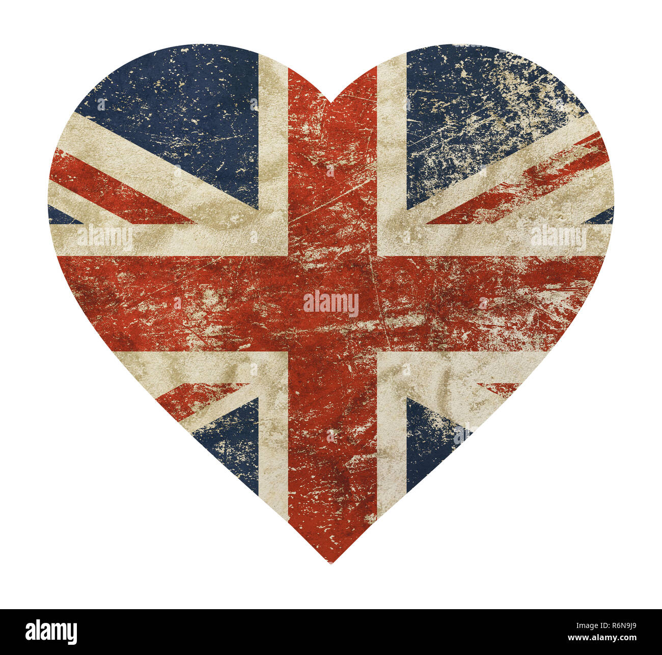 A forma di cuore vintage grunge UK Gran Bretagna bandiera Foto Stock