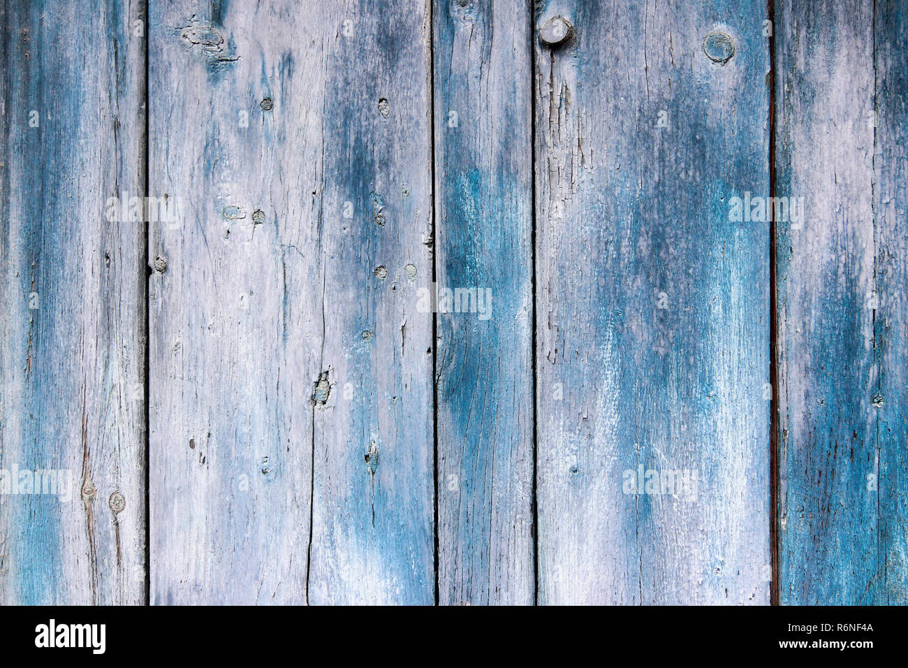Imbianchiti vernice blu su legno - legno texture vignette Foto Stock