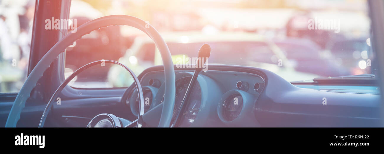 Classic car interno Foto Stock