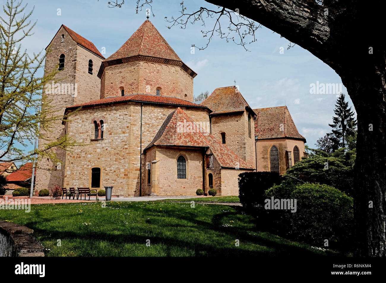 Abbazia romanica chiesa di ottmarsheim,l'Alsazia, Francia Foto Stock