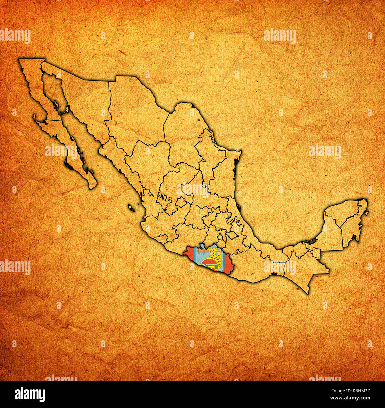 Guerrero sulla mappa di amministrazione del Messico Foto Stock