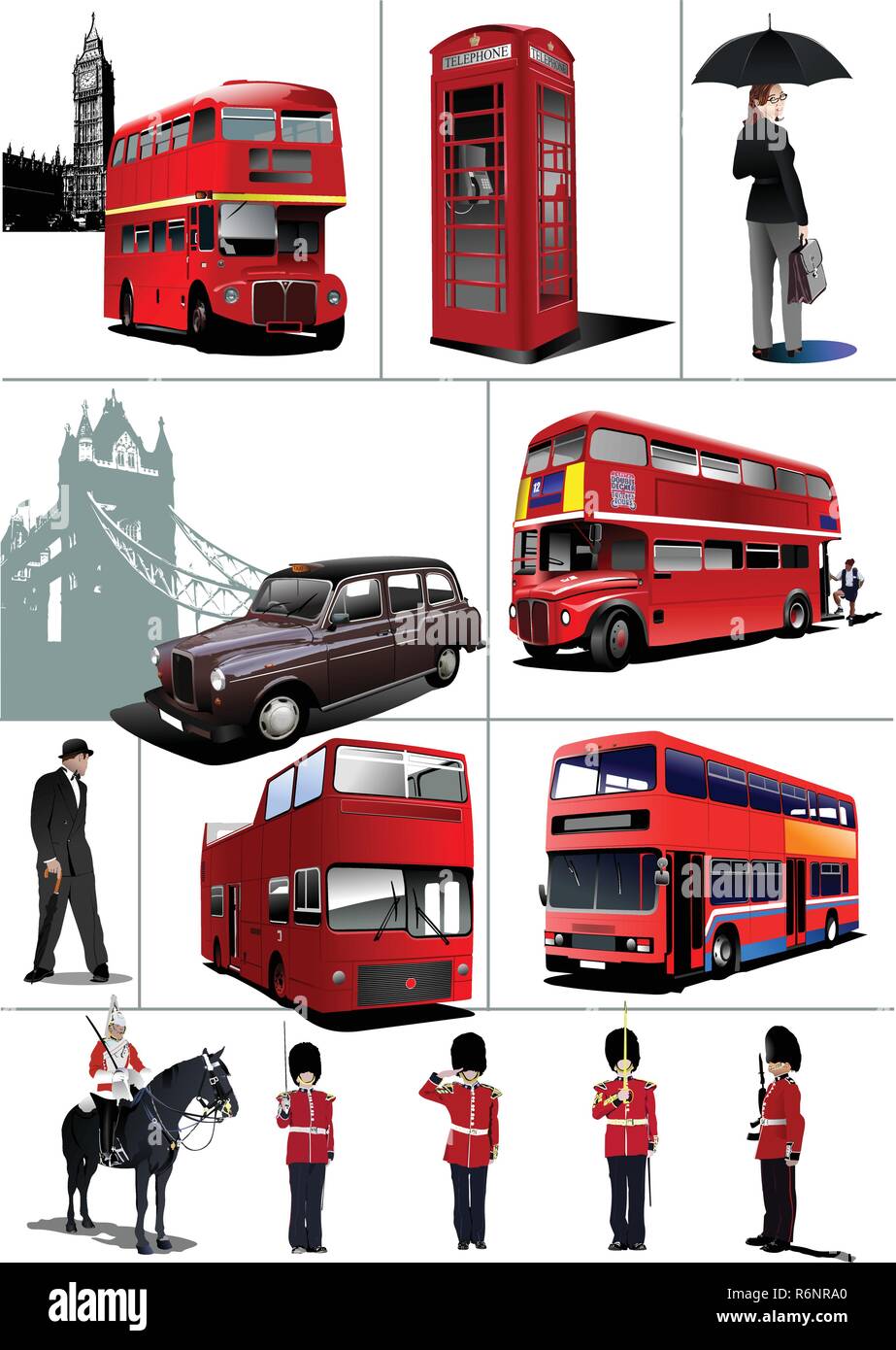 Alcune immagini di Londra. Illustrazione Vettoriale Illustrazione Vettoriale