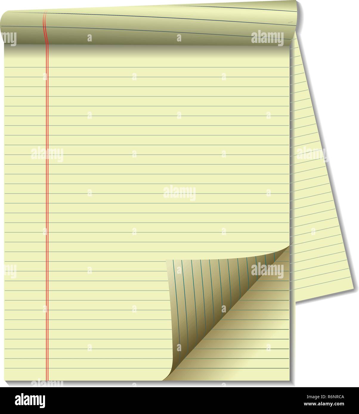 Giallo legale angolo PAD CARTA Arricciatura pagina Spotlight Illustrazione Vettoriale