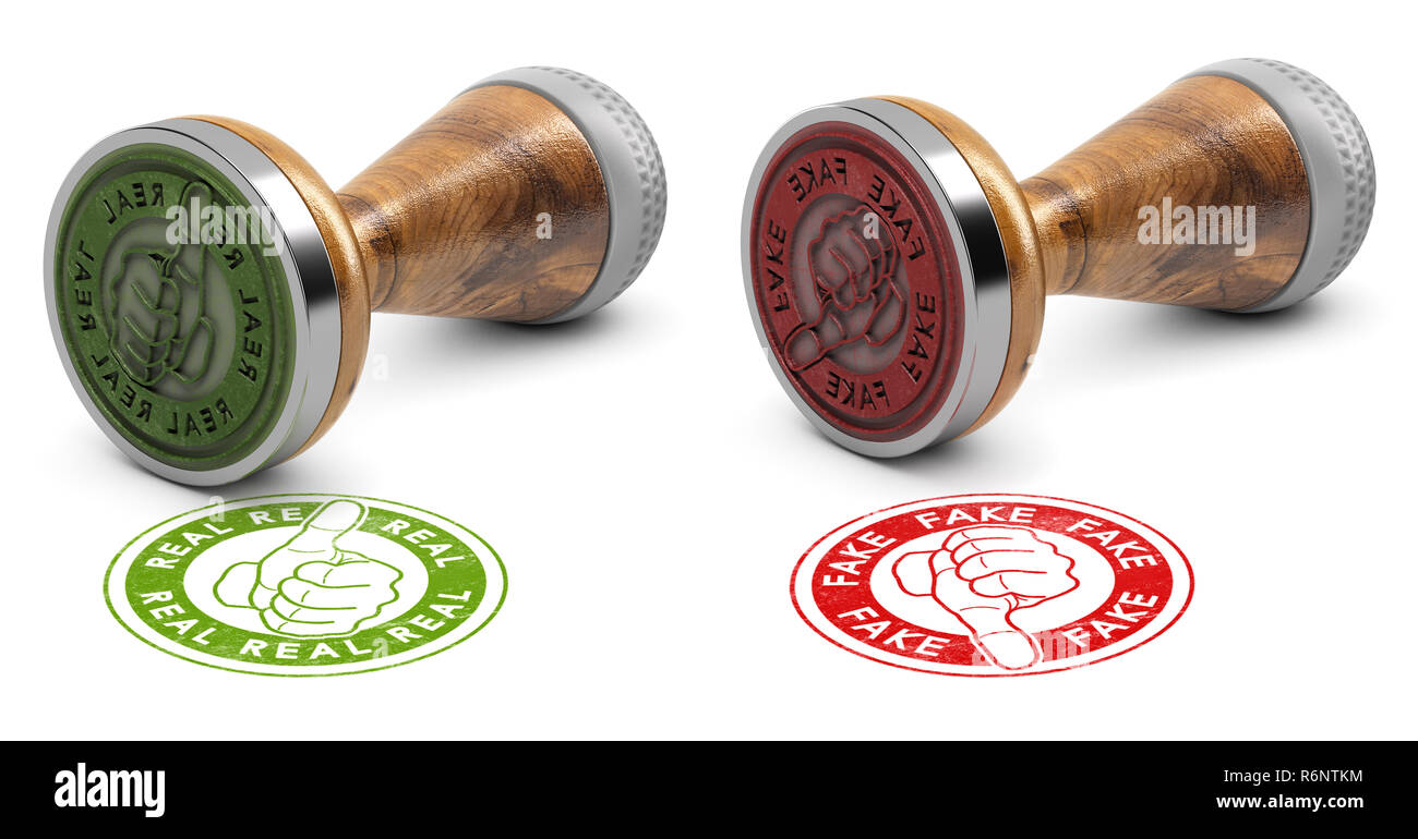 Vero e Falso News, fatto controllare Foto Stock