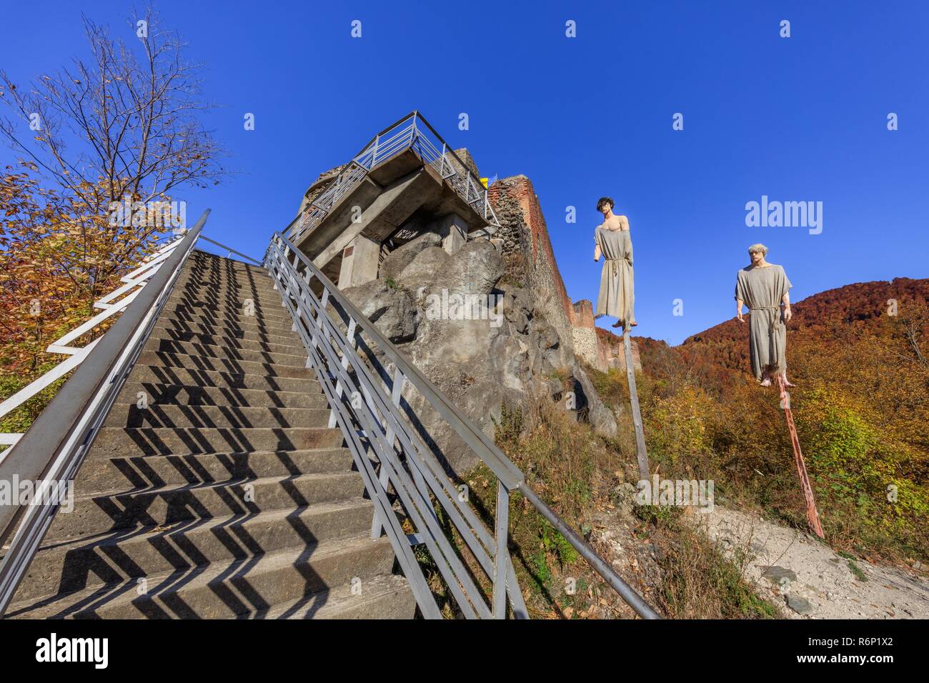 Rovinato fortezza Poenari, Romania Foto Stock