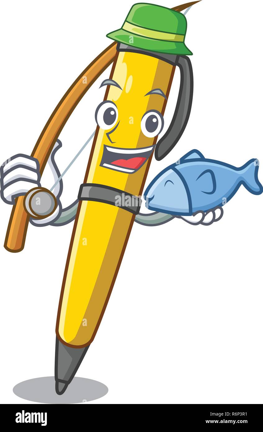 La pesca classic penna a sfera isolata sul carattere Illustrazione Vettoriale
