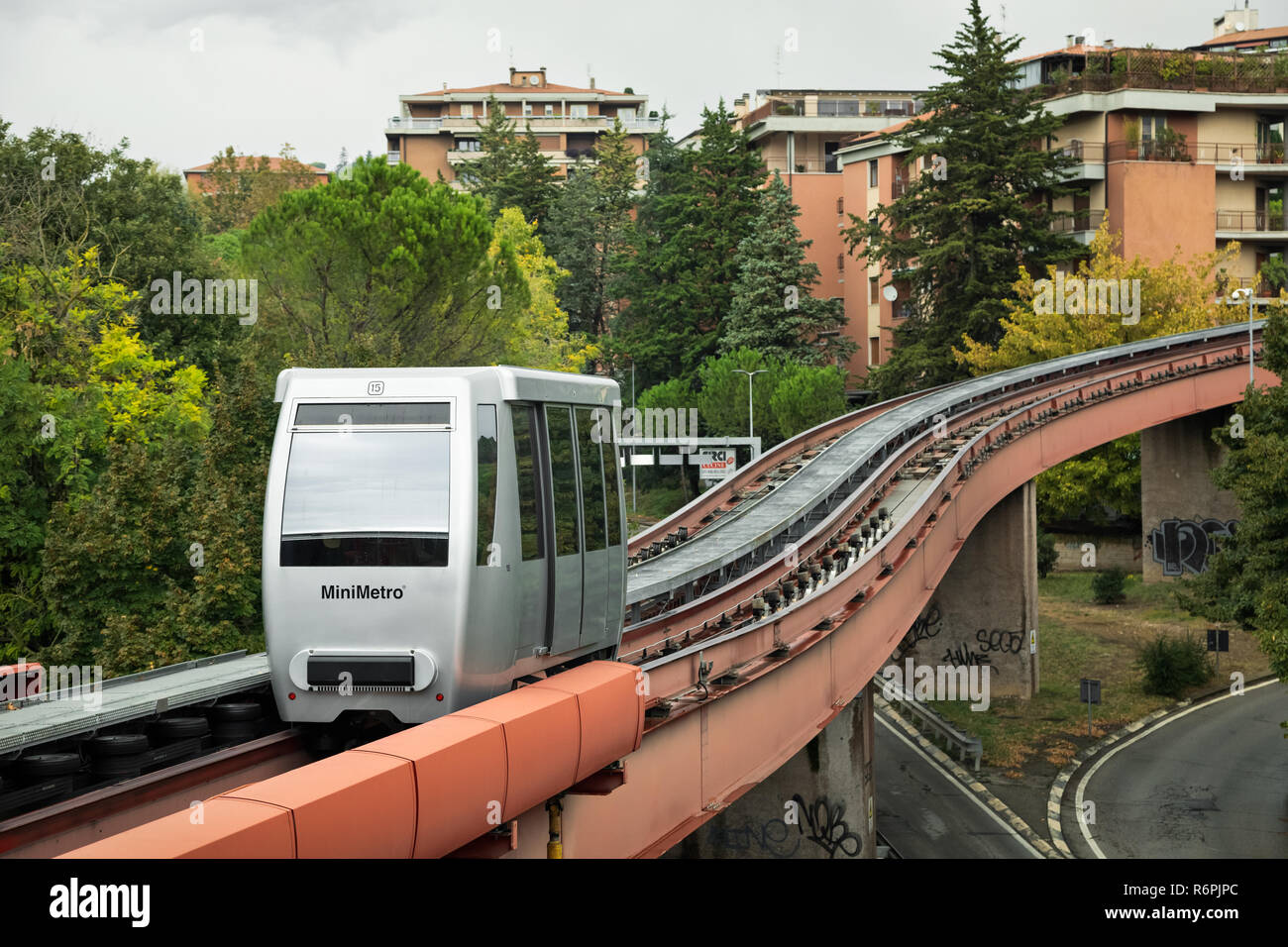 Perugia, Italia - 01 Ottobre 2018: Trasporto di Minimetro - un cavo azionato automated people mover system Foto Stock