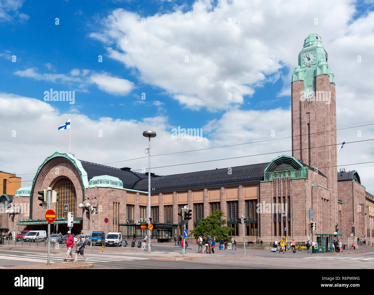 Architettura Art Nouveau di Helsinki Stazione Centrale, Helsinki, Finlandia Foto Stock