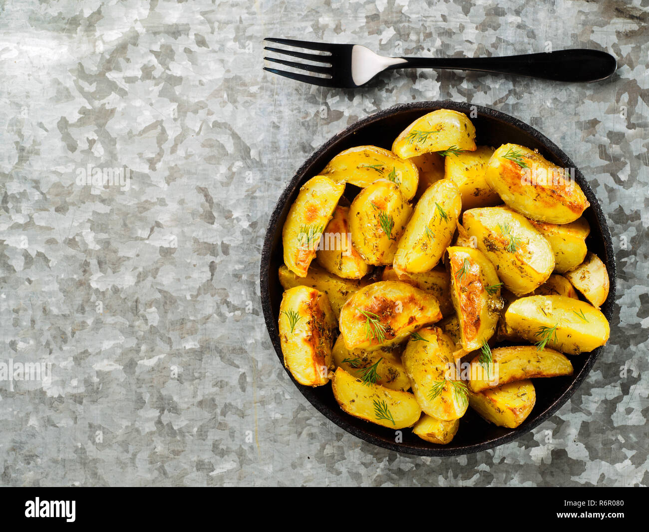 Patate al forno vista superiore Foto Stock