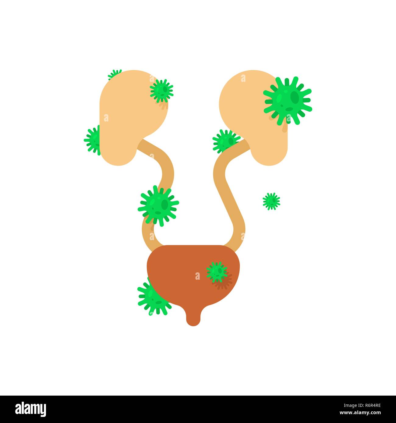 Malati di reni. Malate di organi interni. Dolorante di virus e batteri. Malattia umana sofferente. Illustrazione Vettoriale