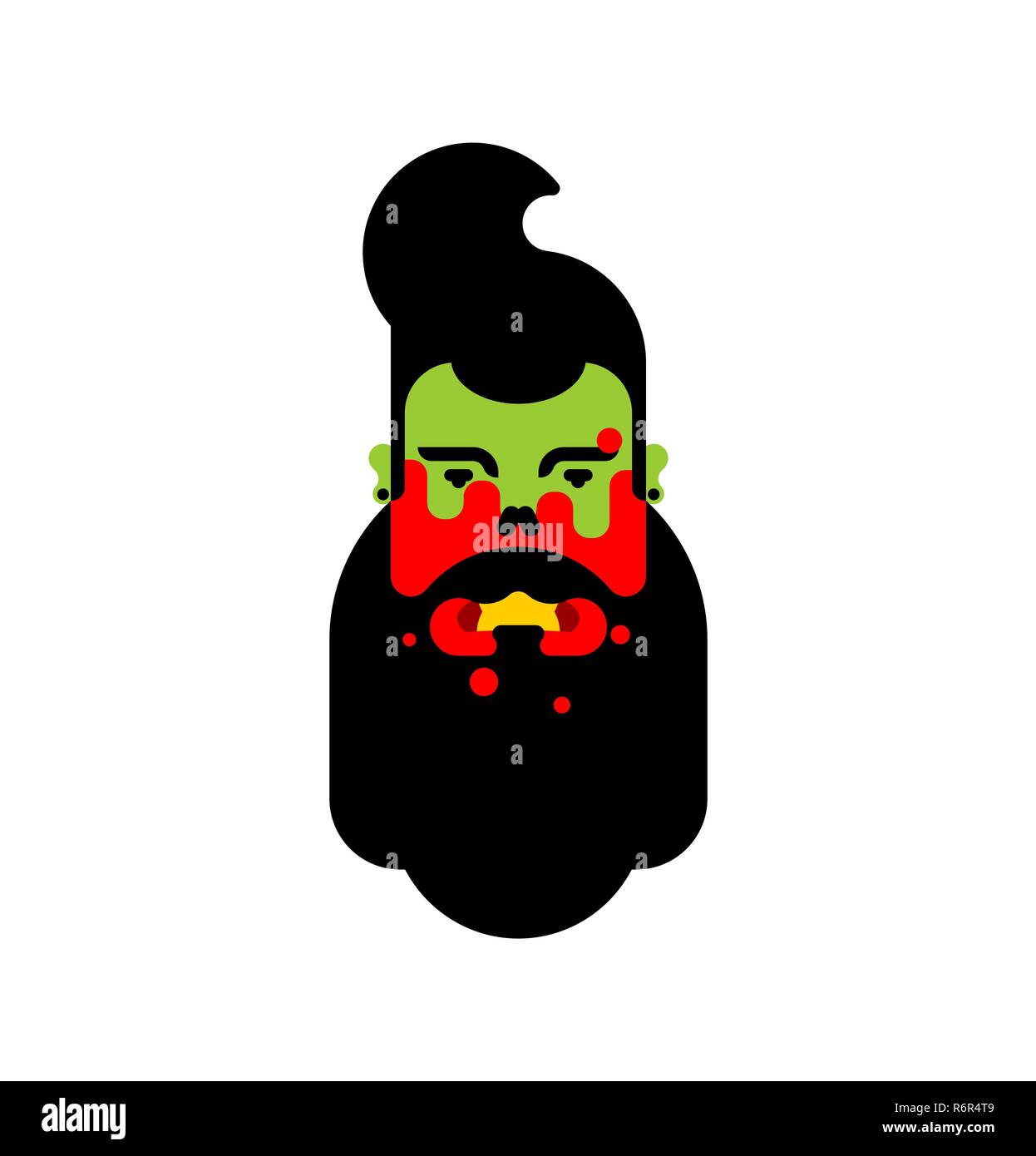 Zombie hipster con la barba testa isolata. Gli zombie face Illustrazione Vettoriale