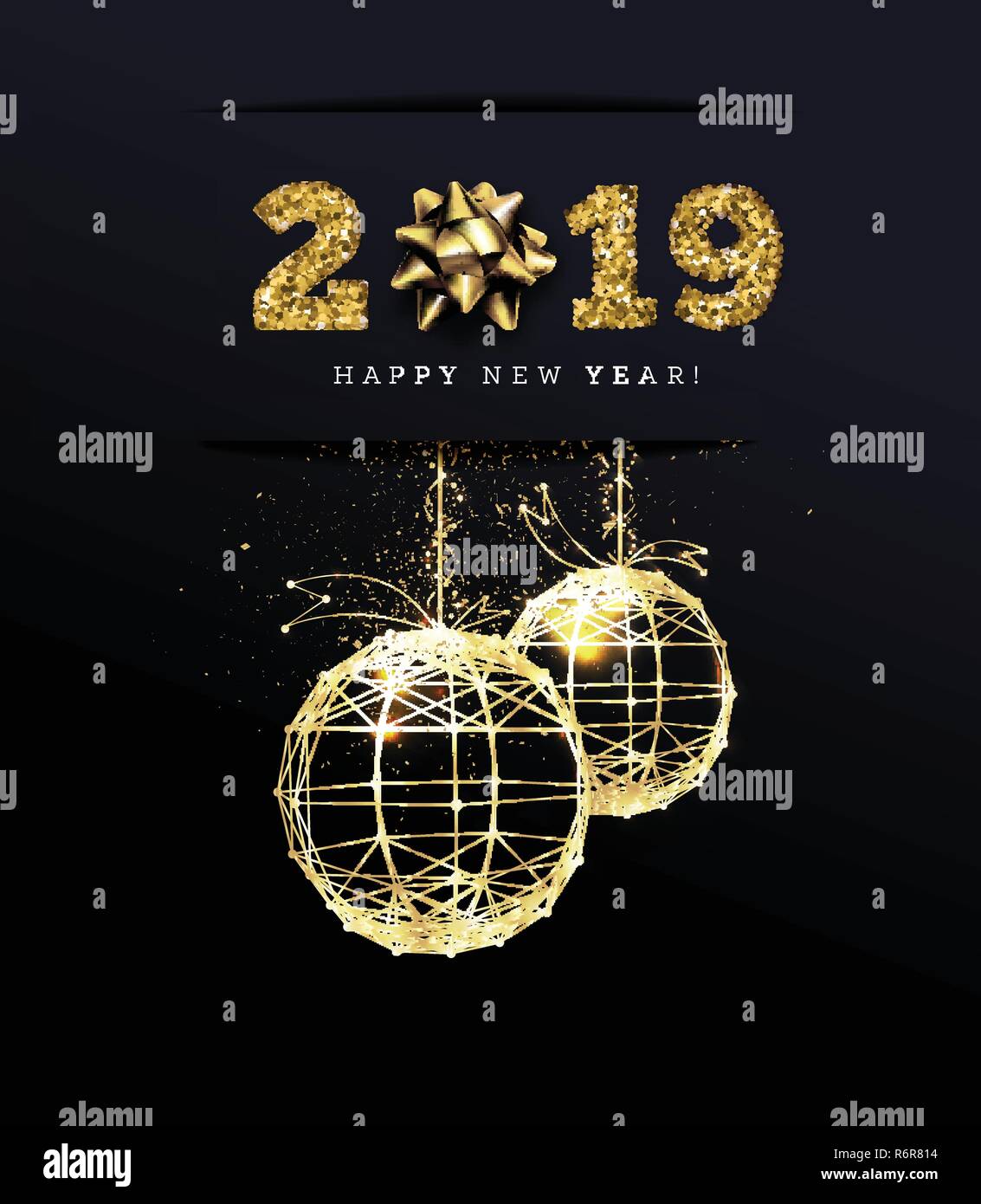 Congratulazioni per il 2019 Felice anno nuovo. Regali di Natale. Vettore Illustrazione Vettoriale