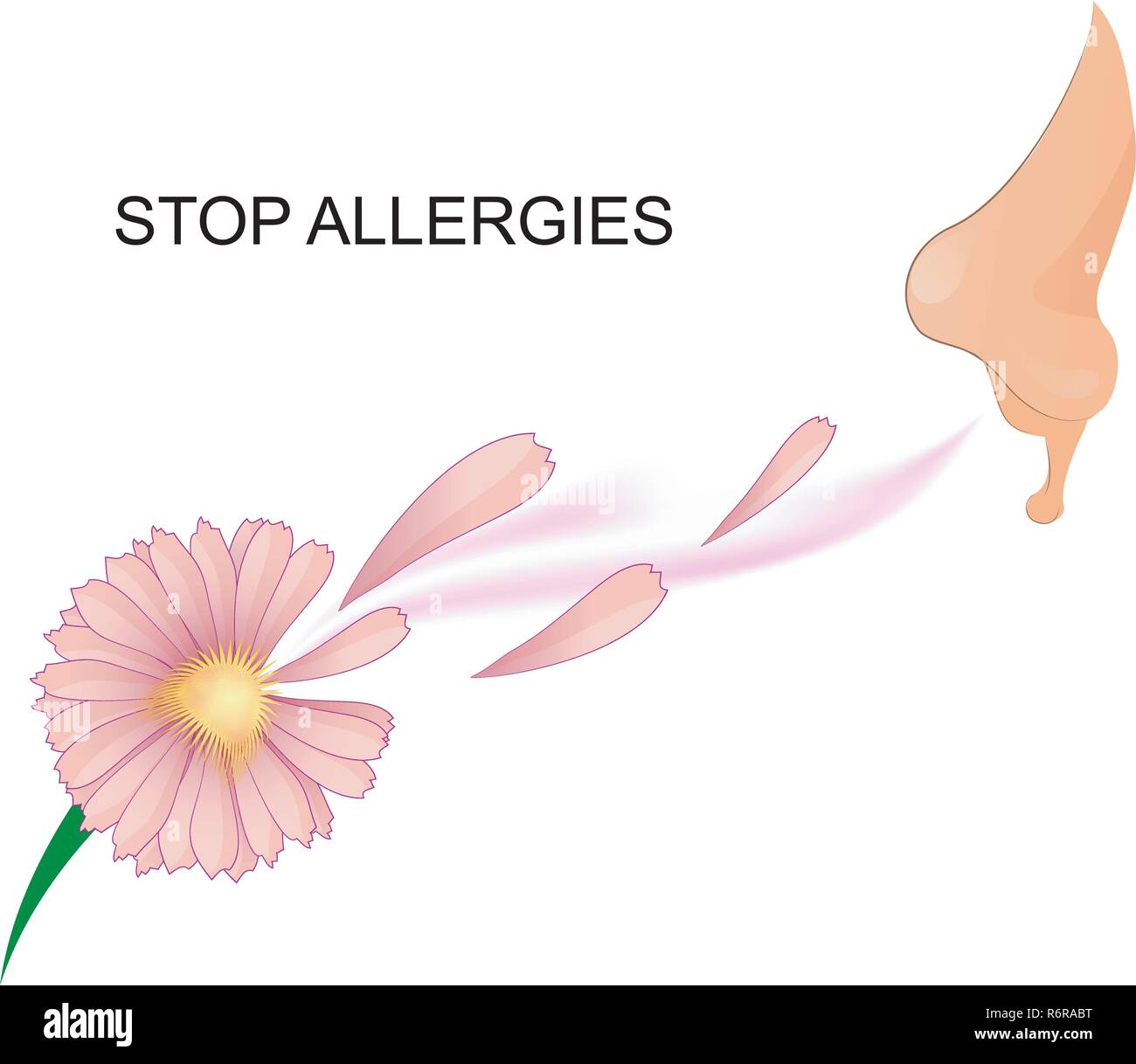 Illustrazione Vettoriale naso, annusando il fiore per la pubblicità e la pubblicazione medica Illustrazione Vettoriale