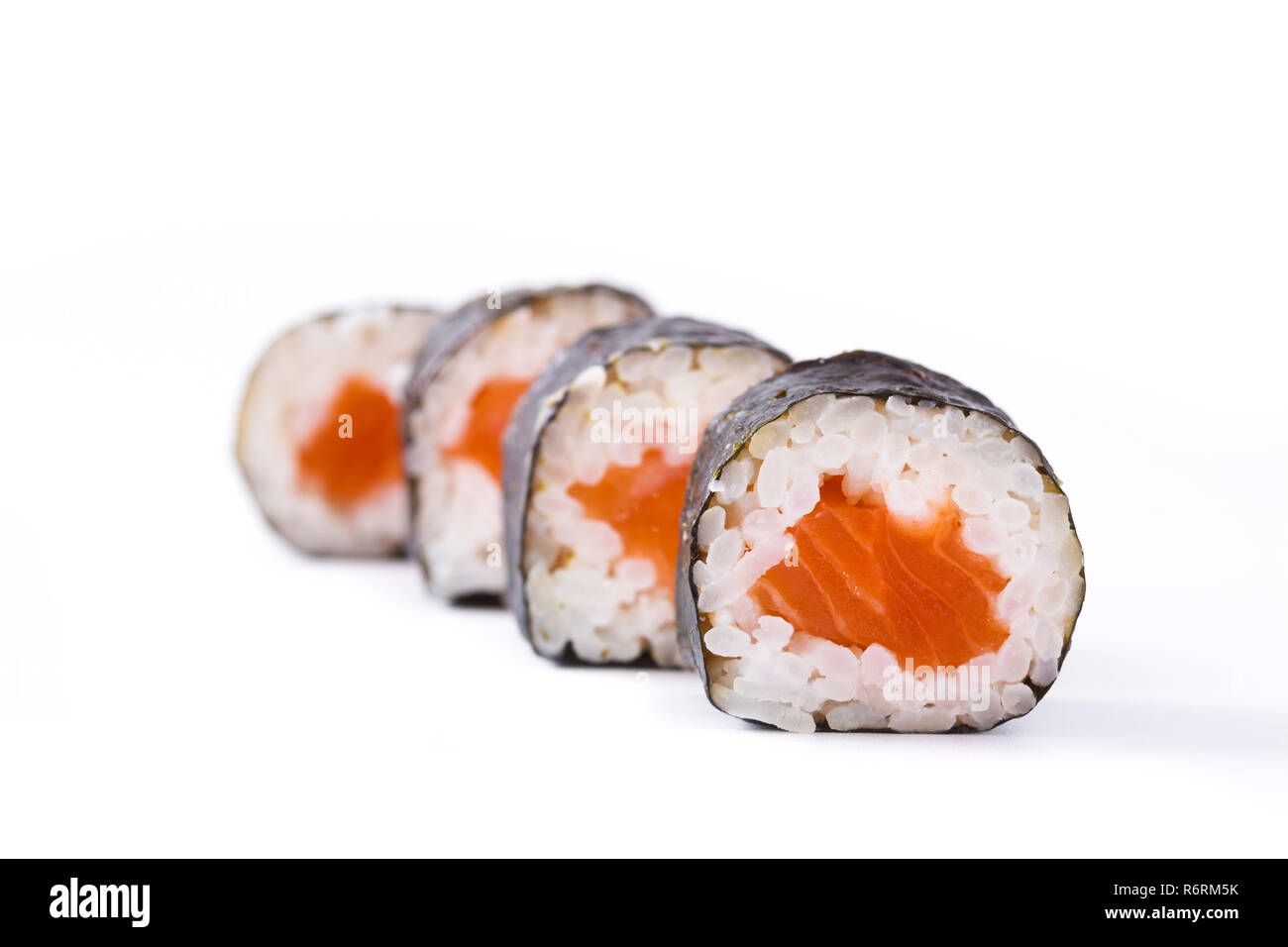 Sushi isolati su sfondo bianco Foto Stock