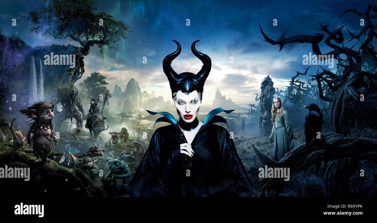 Pellicola originale titolo: MALEFICENT. Titolo inglese: MALEFICENT. Anno: 2014. Regista: robert STROMBERG. Stelle: ANGELINA JOLIE; ELLE FANNING. Credito: Moving Picture Company / Album Foto Stock