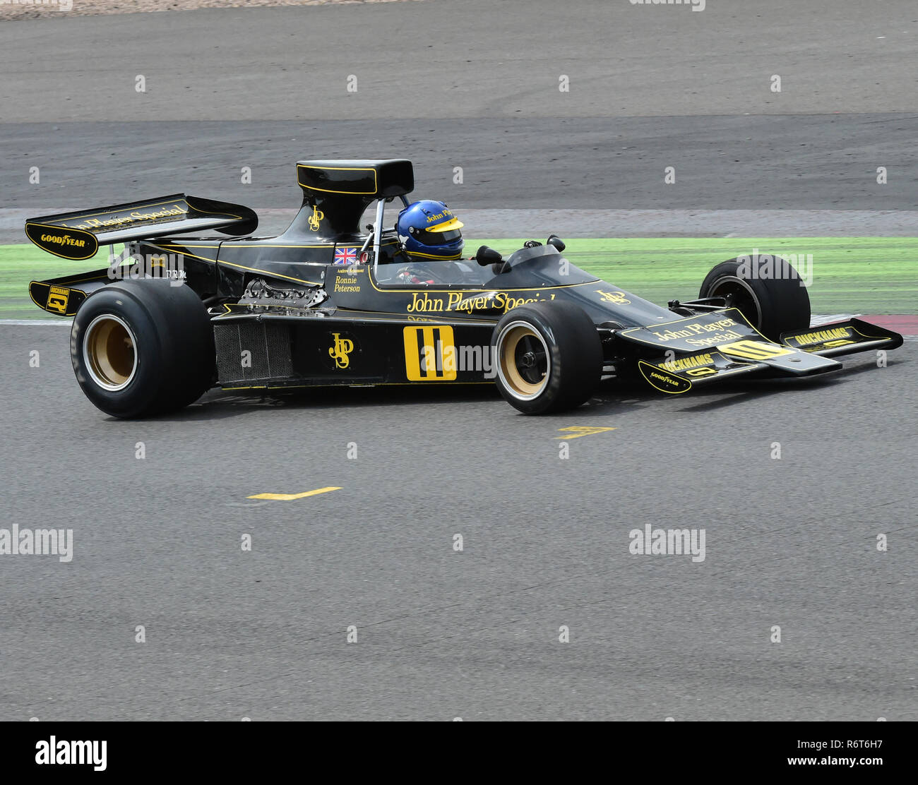 Andrew Beaumont, Lotus 76, Silverstone Classic 2014, 2014, Classic Cars Racing, F1, FIA, Ford, Formula 1 Grand Prix Cars, Formula Uno storiche, Histo Foto Stock